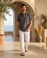 Men's Short Sleeve Linen Polo Shirt