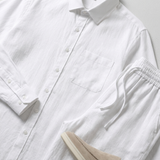 Men's Beige Linen Shirt and Pants Set