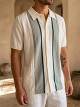 Men's Striped Linen Camp Collar Shirt - Bradford
