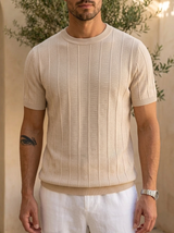 Men's Ribbed Short-Sleeve Knit Sweater