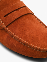 Men's Navy Suede Penny Driver Loafers
