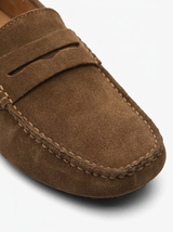 Men's Navy Suede Penny Driver Loafers