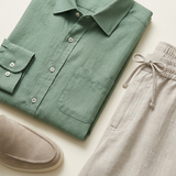 Men's Linen Long Sleeve Shirt and Pants Set - Resort