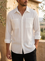 Men's Striped Cotton Long Sleeve Shirt