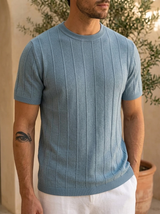 Men's Ribbed Short-Sleeve Knit Sweater
