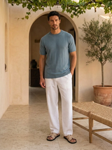 Men's Ribbed Short-Sleeve Knit Sweater