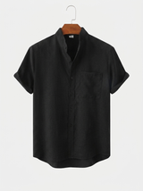 Men's Linen Short Sleeve Button-Up Shirt