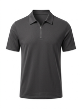 Men's Navy Cotton Zip Polo Shirt