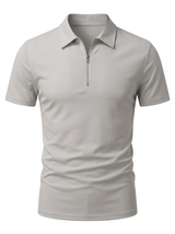 Men's Navy Cotton Zip Polo Shirt
