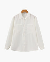 Men's White Striped Cotton Long Sleeve Shirt
