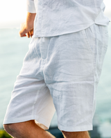 Men's White Linen Tailored Shorts