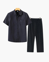 Men's Linen Short Sleeve Shirt and Pants Set