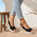 Women's Blush Canvas Espadrille Wedge Sandals
