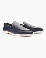 Men's Navy and Gray Textured Leather Loafers