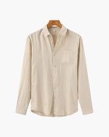 Men's Cream Linen Long Sleeve Shirt