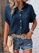 Montarello Women’s Textured Button-Up Summer Shirt