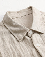 Men's Beige Linen Overshirt with Chest Pockets