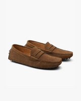 Men's Navy Suede Penny Driver Loafers