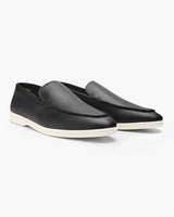 Men's Navy and Gray Textured Leather Loafers