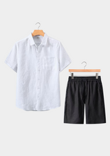 Men’s Linen Short Sleeve Shirt & Shorts Set