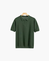 Men's Beige Knit Polo Shirt