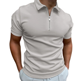 Men's Navy Cotton Zip Polo Shirt