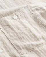 Men's Beige Linen Overshirt with Chest Pockets