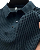 Men's Charcoal Textured Cotton Polo Shirt