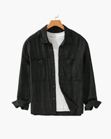 Men's Beige Linen Overshirt with Chest Pockets