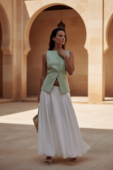 Women's Cream Tailored Button-Front Vest