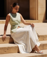 Women's Cream Tailored Button-Front Vest