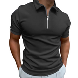 Men's Navy Cotton Zip Polo Shirt