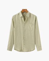 Men's Cream Linen Long Sleeve Shirt