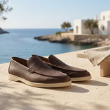 Men's Navy and Gray Textured Leather Loafers