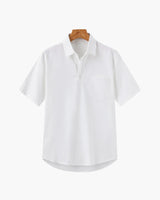 Men's Cream Short Sleeve Linen Polo Shirt