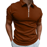 Men's Navy Cotton Zip Polo Shirt