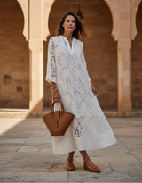 Women's Cream Lace Midi Dress