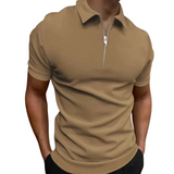 Men's Navy Cotton Zip Polo Shirt