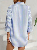 Montarello Striped Women's Oversized Button-Up Shirt