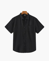 Men's Black Linen Short Sleeve Shirt