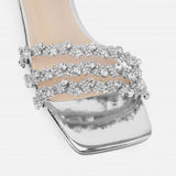 Women's Diamante Leather Flat Sandals