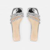 Women's Diamante Leather Flat Sandals