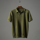 Men's Olive Knit Polo Shirt