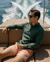 Men's Cream Linen Long Sleeve Shirt