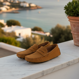 Men's Navy Suede Penny Driver Loafers