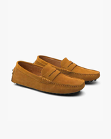 Men's Navy Suede Penny Driver Loafers