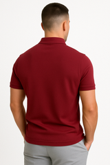 Men's Navy Cotton Zip Polo Shirt