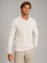 Men's Knit Long-Sleeve Polo Sweater Ivory