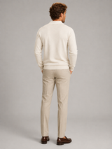 Men's Knit Long-Sleeve Polo Sweater Ivory