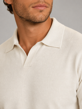 Men's Knit Long-Sleeve Polo Sweater Ivory